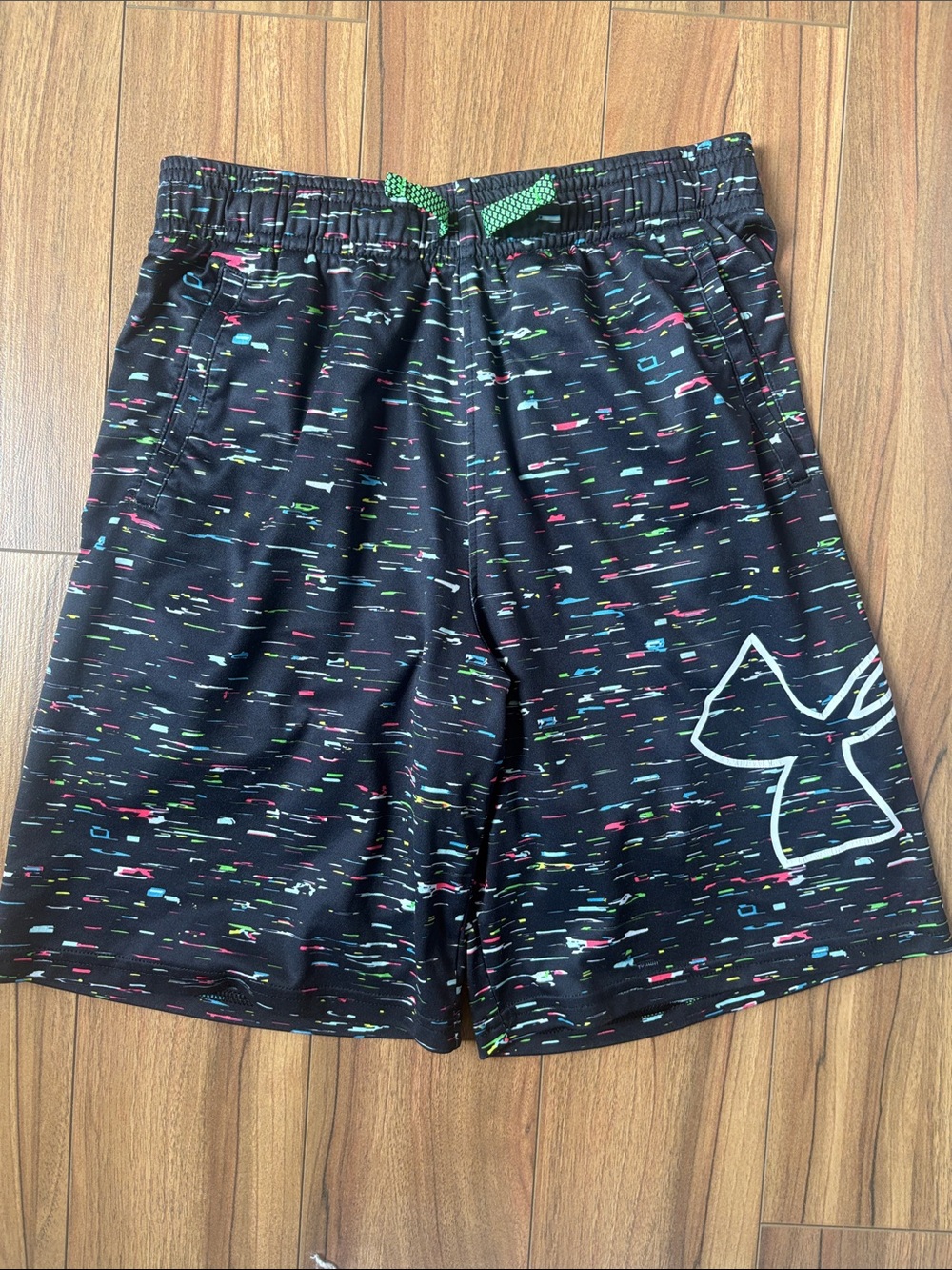 Under Armour Black Athletic Shorts with Neon Speckle